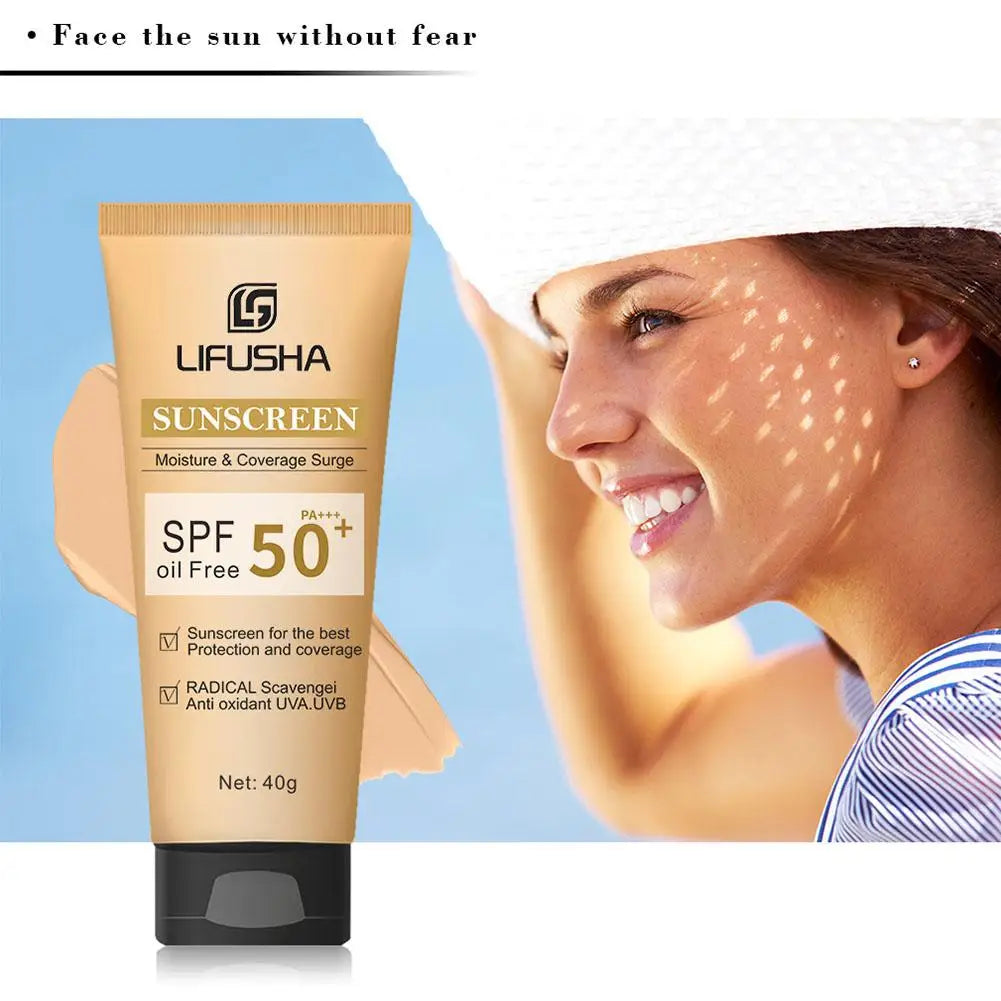 SPF 50 Face Sunscreen Foundation Sunblock Skin Protective Cream Oil-control Moisturizing Sun Screen Cream 40g