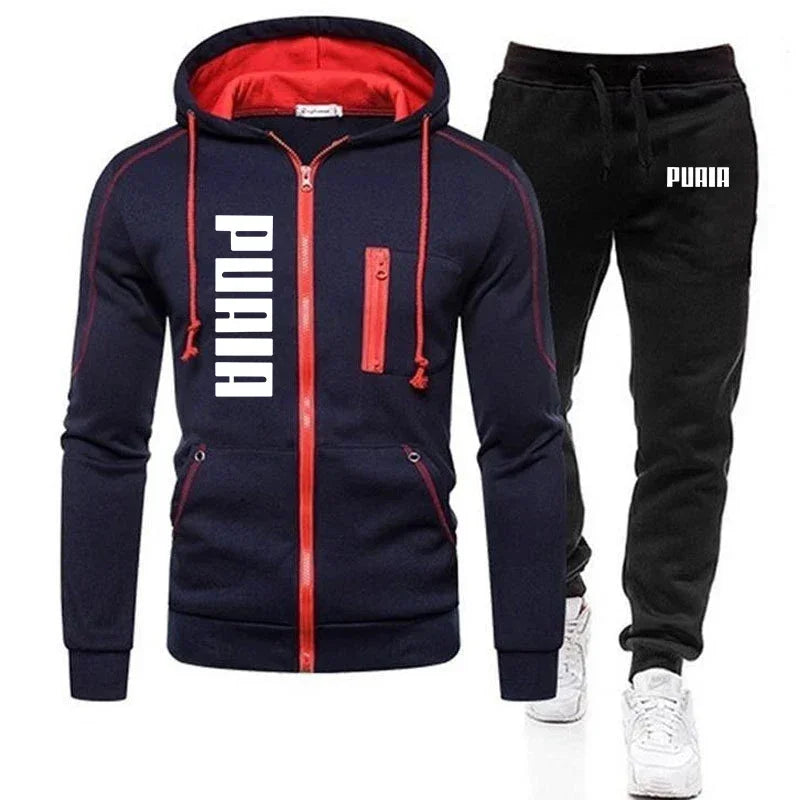 Korea Men Jacket Tracksuit Casual Sports Suit Men's Set 2023 Autumn Winter Two Pieces Set Mens Sportswear Plus Pants Suit