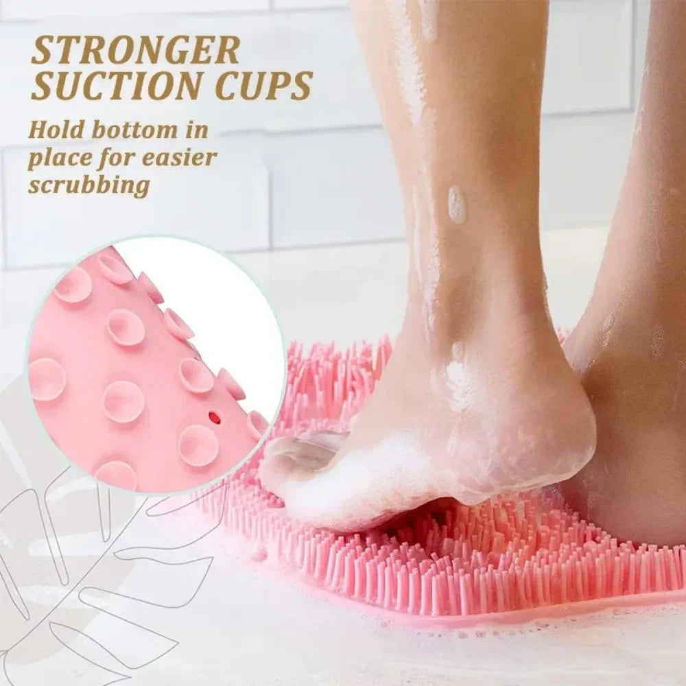 Silicone Exfoliating Shower Massage Scraper Bathroom Non-slip Bath Mat Back Massage Brush Foot Wash Body Cleaning Bathing Tool