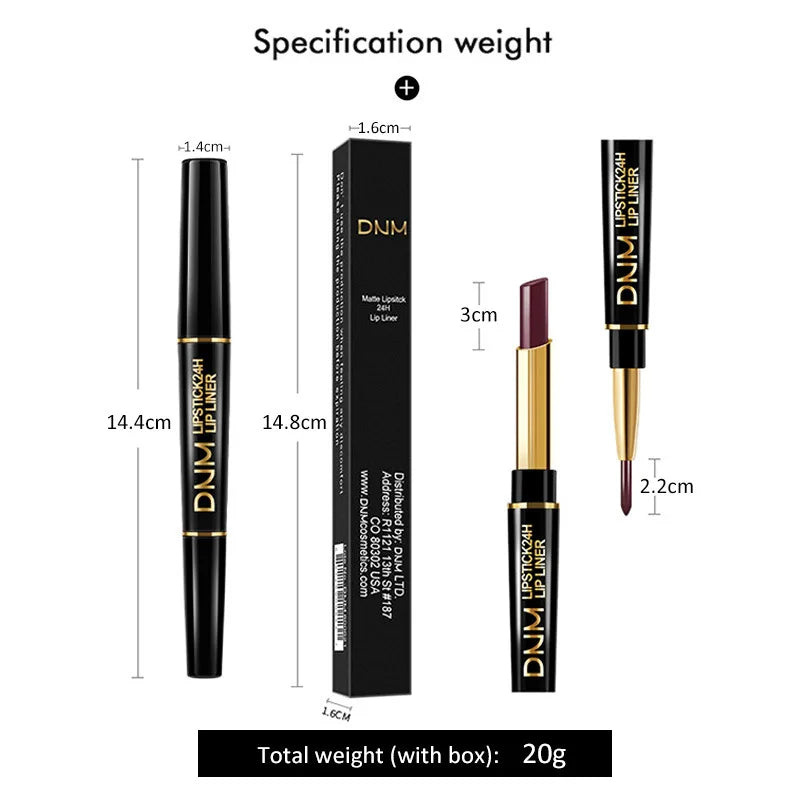 Double Ended Matte Lipstick Long Lasting Wateproof Lipsticks Brand Lip Makeup Cosmetics Dark Red Lips Liner Pencil Beauty