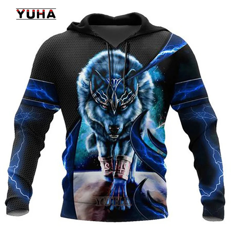 New Wolf Tattoo Vegvisir Black White 3D All Over Printed Men's Hoodie & Sweatshirt Unisex Casual Autumn Tracksuits