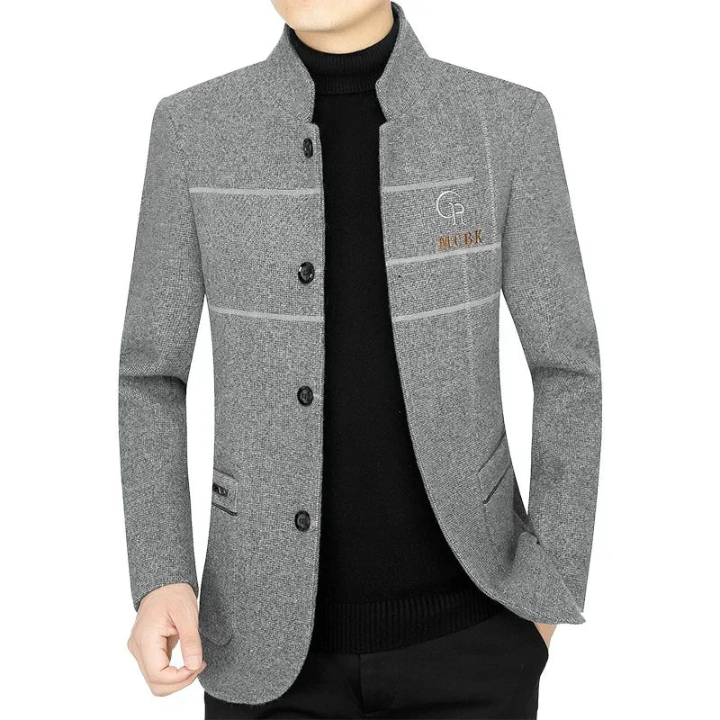 New Men Business Suits Coats Casual Woolen Blazers Jackets Wool Blends Male Autumn Slim Fit Blazers Suits Coats Mens Clothing