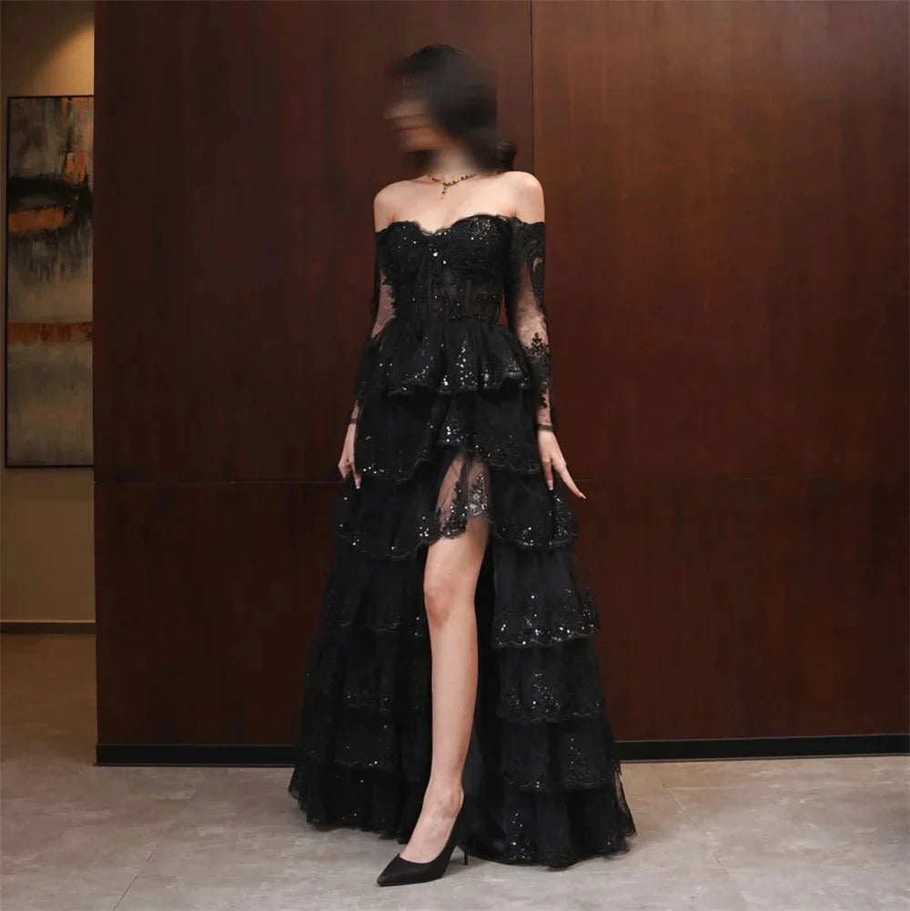 Jessica BlackProm Dresses Glitter Tulle Princess Graduate Evening Dresses Formal Wedding Party Dresses Robes De SoiréeCustomized