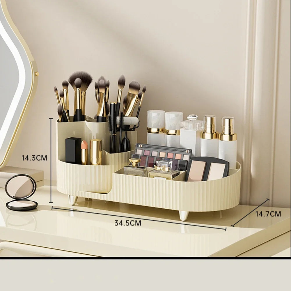 New 360° Rotating Makeup Brush Holder Storag Box Luxury Makeup Organiser Lipsticks Make Up Container Vanity Organizer Box