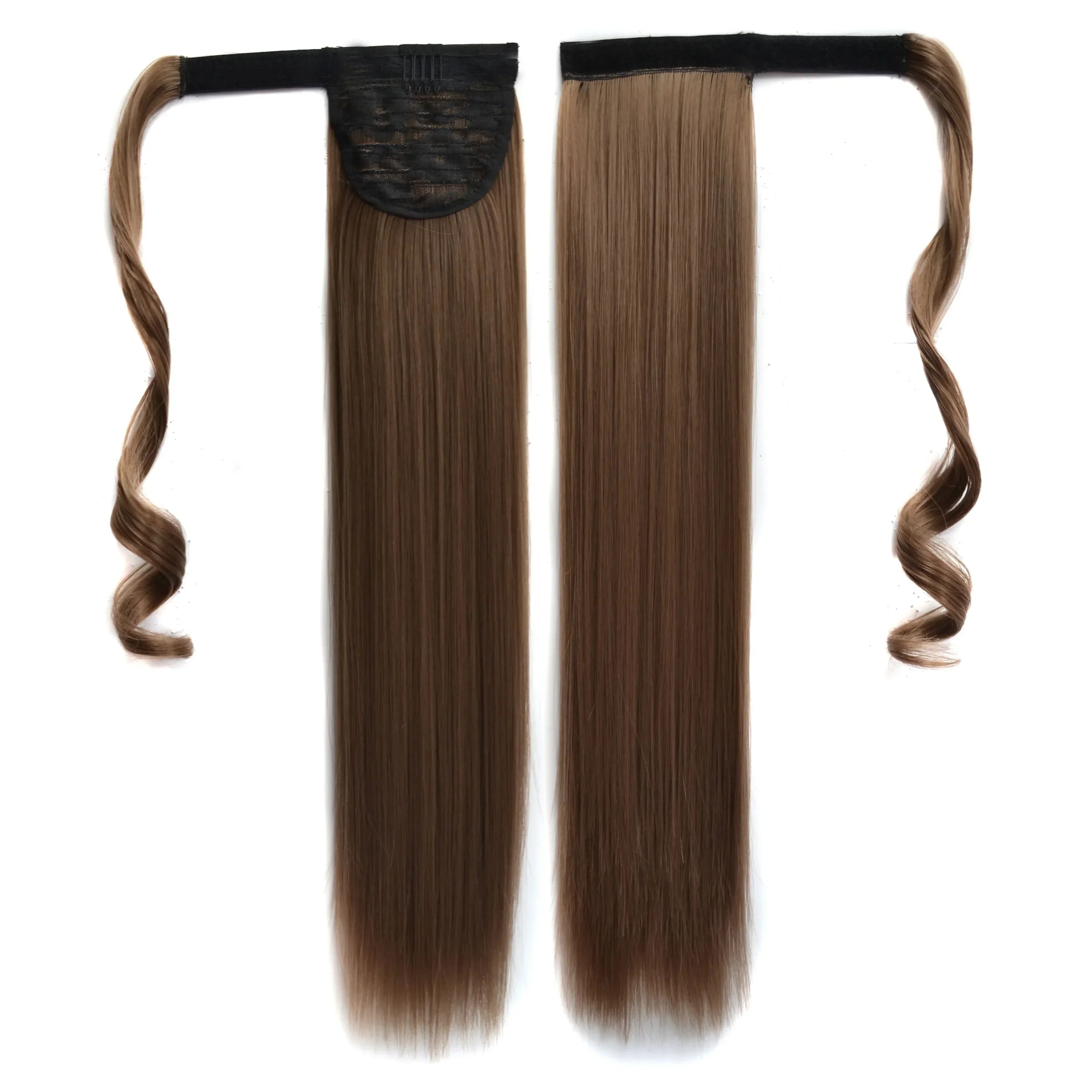 Long Straight Clip in Ponytail Extensions for Women Natural Synthetic Wrap Around Ponytail False Hair Black Straight Horse Tail