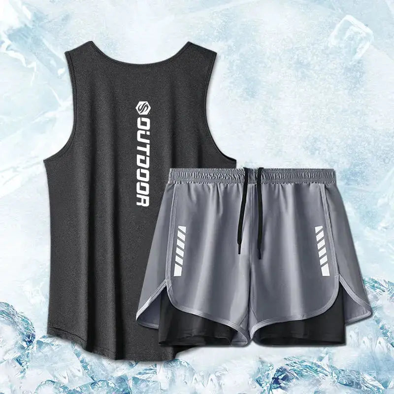 Sport Suits Men Summer Thin Quick Drying Vest+shorts Man's Set Fitness Running Suit Two-piece Set Mesh Ventilation Tracksuit