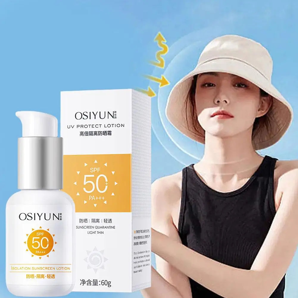 Facial Sunscreen SPF50 Lotion Moisturizing Sun Block, Isolation Whitening Cream Sunscreen Body Protective Care Skin Cream, Z9R7