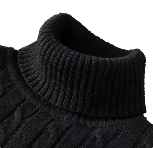 Men's High Neck Sweater Solid Color Pullover Knitted Warm Casual Turtleneck  Mens  Knitted Sweater