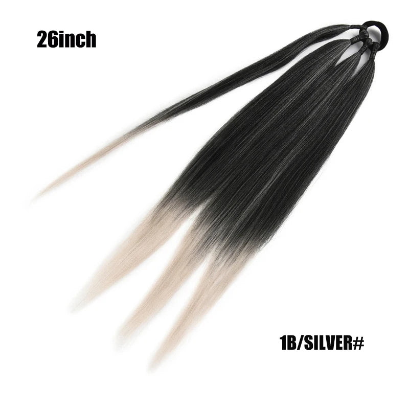 26/34inch Synthetic Long Braided Ponytail Hair Extensions Synthetic Boxing Braids Wrap Around Chignon Tail With Rubber Band