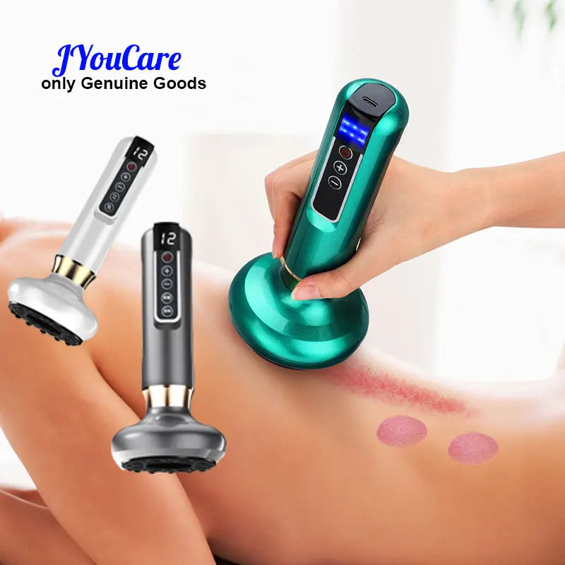 JYouCare rechargeable Vacuum Cupping Device skin Scraping Massager jars Heating guasha Suction cups Therapy guasha health beauty