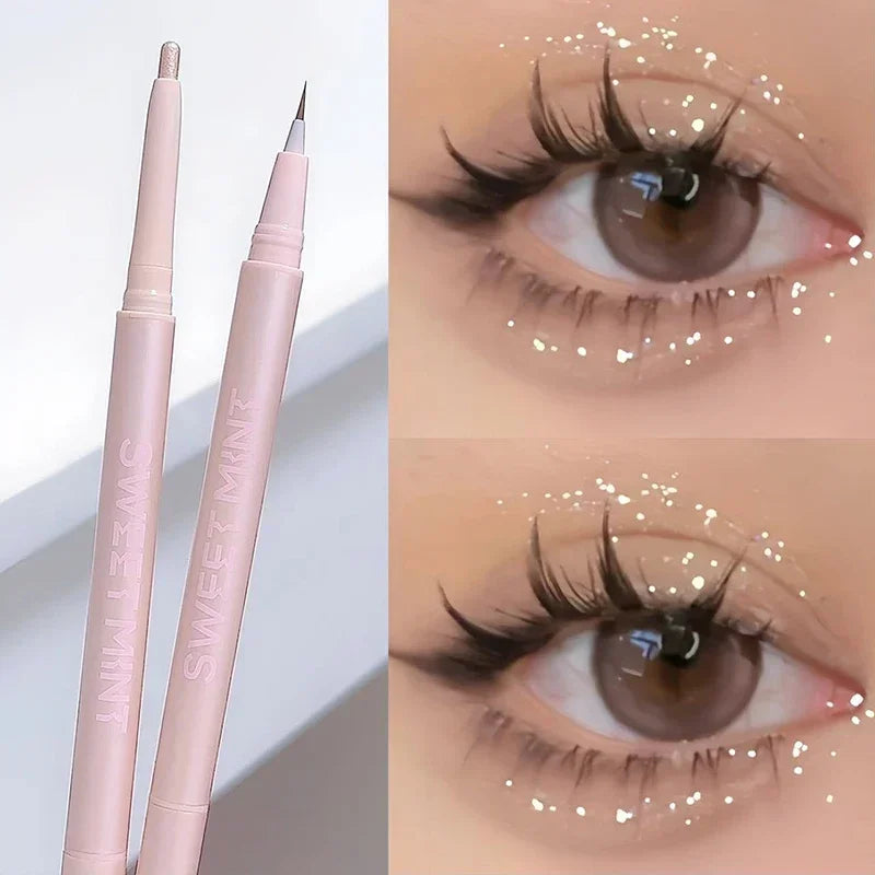 Double-end Eyeliner Lying Silkworm Pen 2-in-1 Quick Dry Eye Liner Pencil Matte Glitter Brown Highlighter Stick Makeup Cosmetics