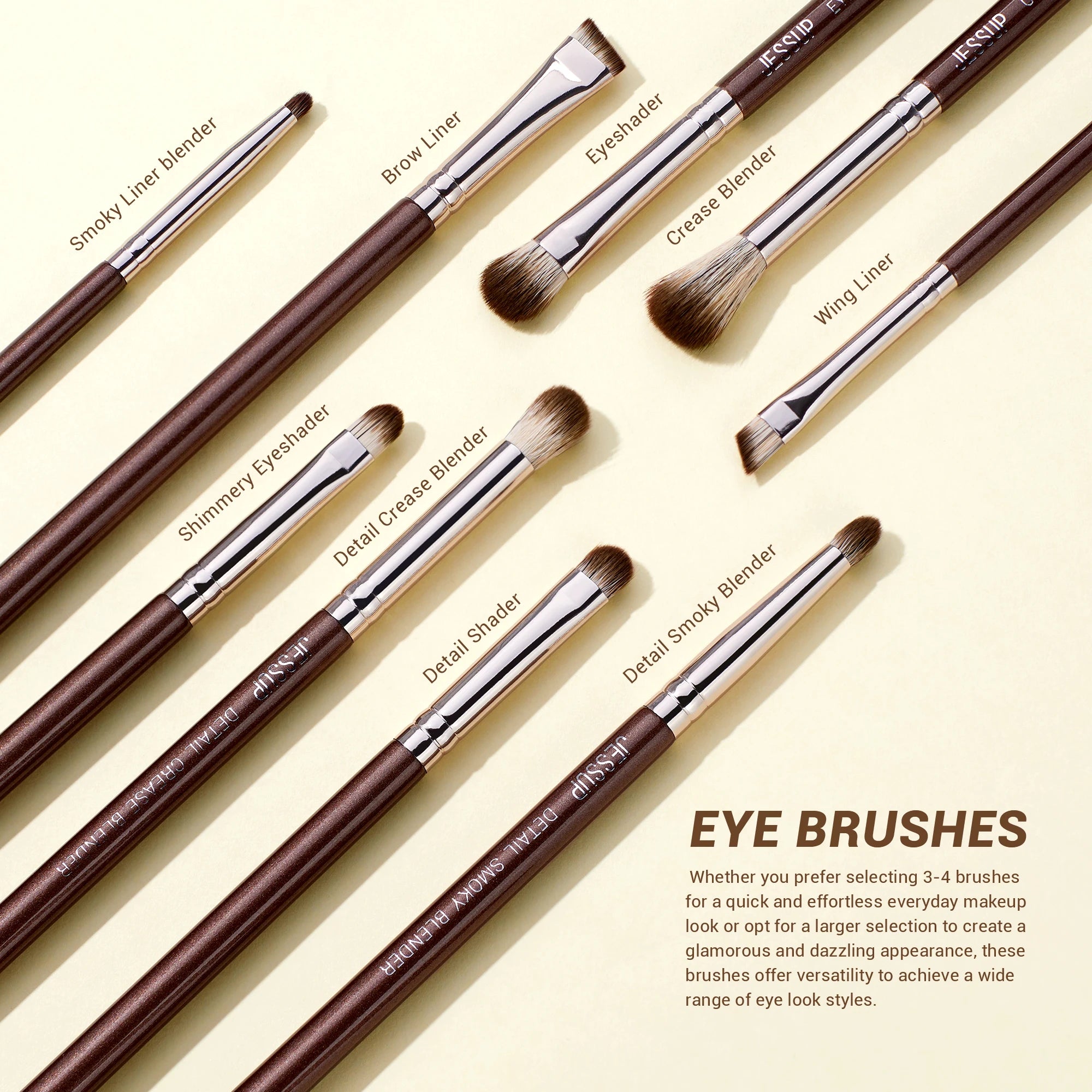 Jessup Makeup Brushes set 15pcs Brown Make up Brushes Vegan Foundation Blender Concealer Powder Eyeshadow Highlighter Brush,T498