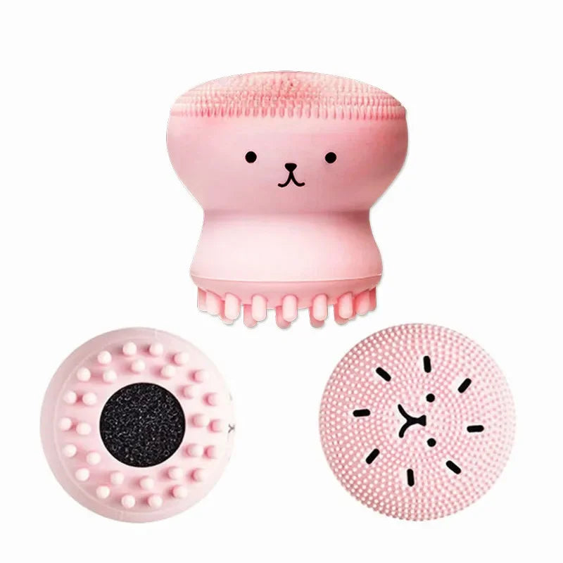 Silicone Face Cleansing Brush Facial Cleanser Pore Cleaner Exfoliator Face Scrub Washing Brush Skin Care Small Octopus Shape