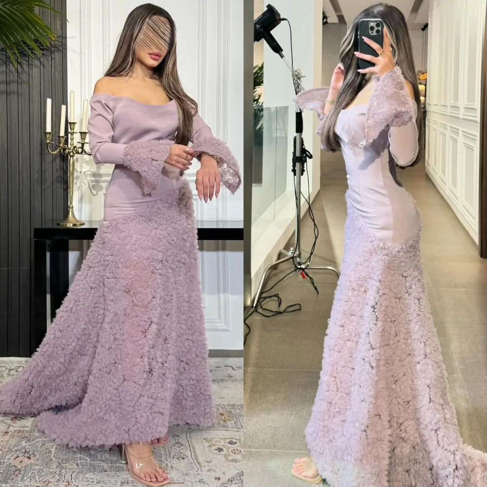 Customized Exquisite High Quality Sparkle Jersey Pleat Engagement Trumpet Boat Neck Bespoke Occasion Gown Long Dresses