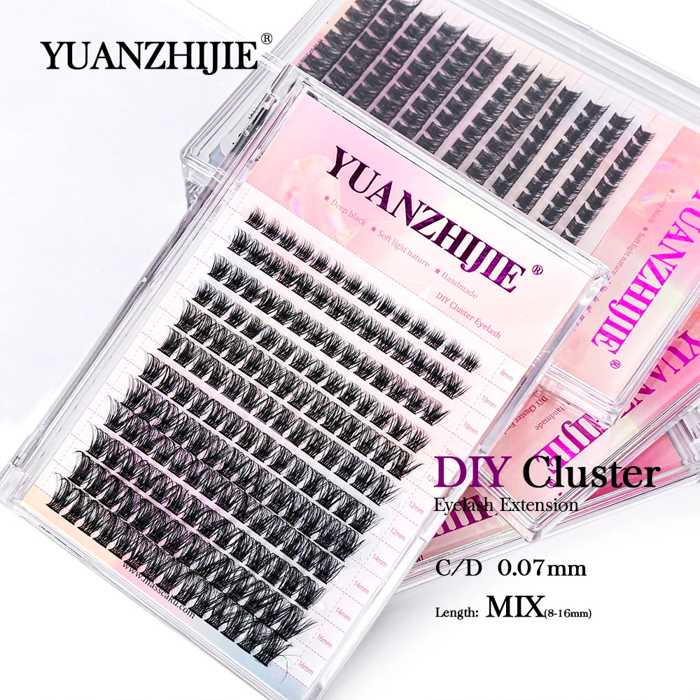 12Lines YUANZHIJIE Segmented Faux Individual Eyelashes Kit lash Strip Easy to Makeup at Home High-end Quality Lashes Extension