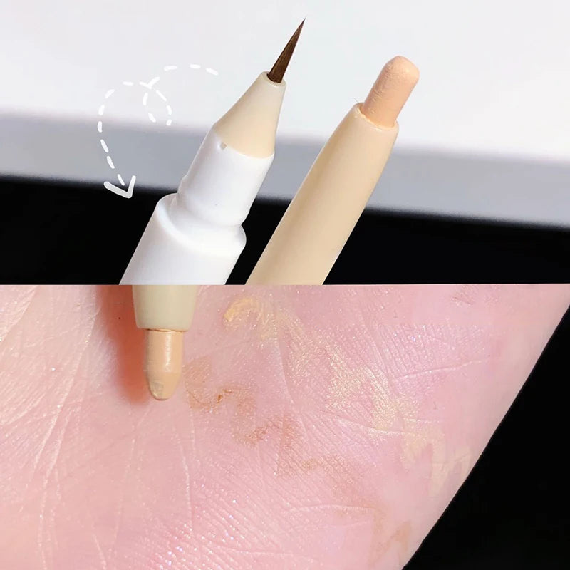 Double Ended Lying Silkworm Pencil Highlighter Makeup Pen Under Eye Highlighter Enlarge Eyes Makeup Stick Slim & Soft Tip