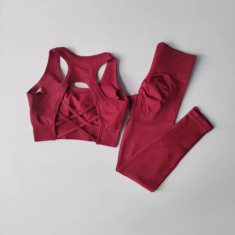 Women's tracksuit Fitness Suit Yoga Sets Sportswear Workout Sports Bra+High Waist Leggings Gym Clothing Seamless Sports Suits