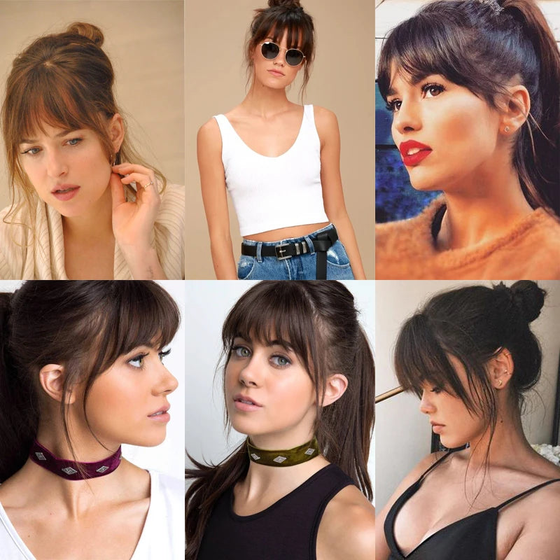 MANWEI Synthetic Wig Air bangs Women Natural Short Brown Blond Black Fake Hair Fringe Extension