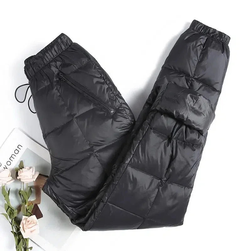 Ultralight Winter Down Cotton Pants Women Oversize 95kg Snow Wear Casual Jogger Pantalones Windproof Warm Baggy Harem Sweatpants