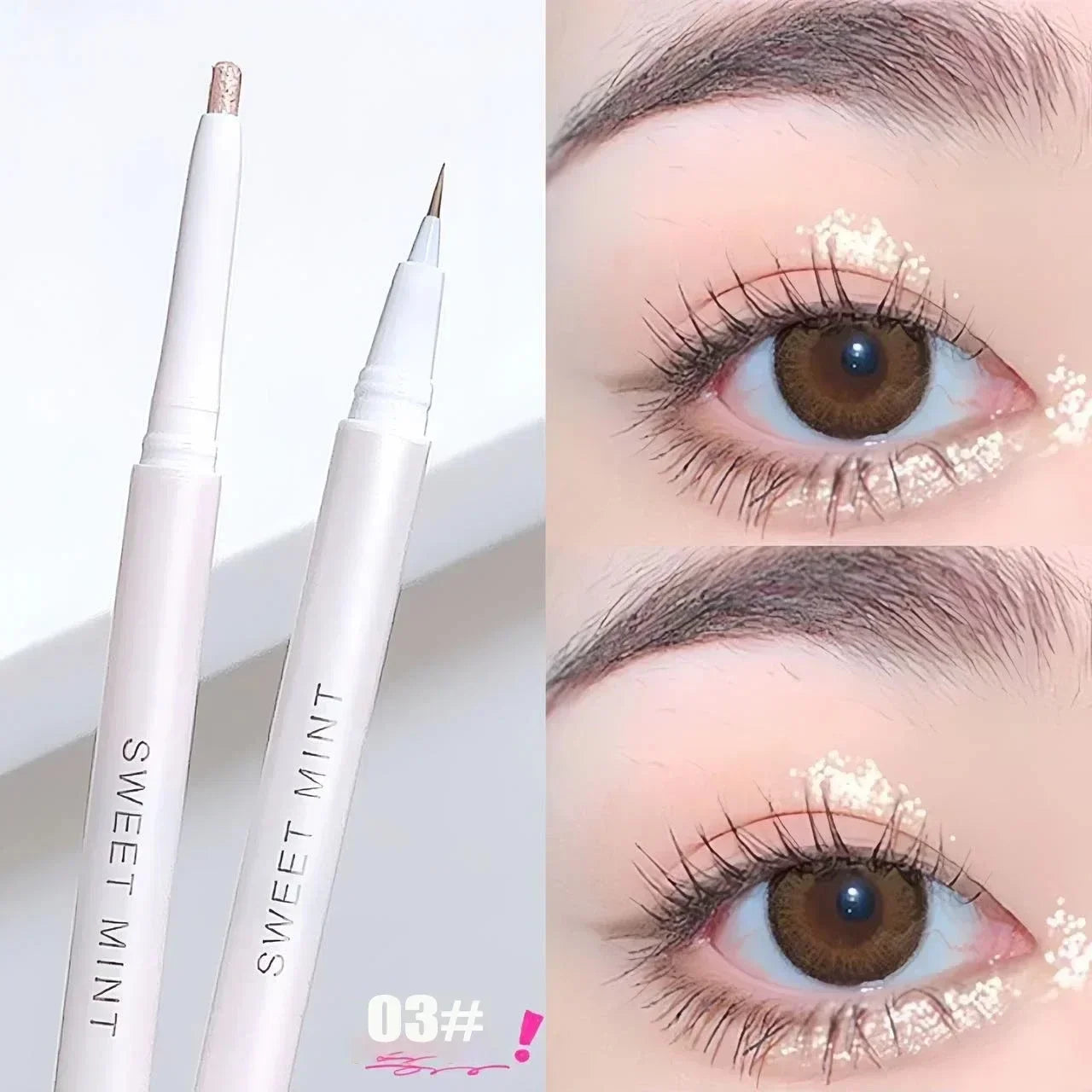 Double-end Eyeliner Lying Silkworm Pen 2-in-1 Quick Dry Eye Liner Pencil Matte Glitter Brown Highlighter Stick Makeup Cosmetics