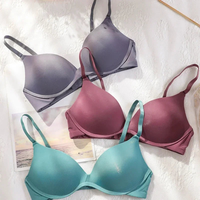 Women No Wire Push Up Seamless Bra Underwear Girls Students Breathable Thin Solid Bras Female's Bra Breathable Gathered