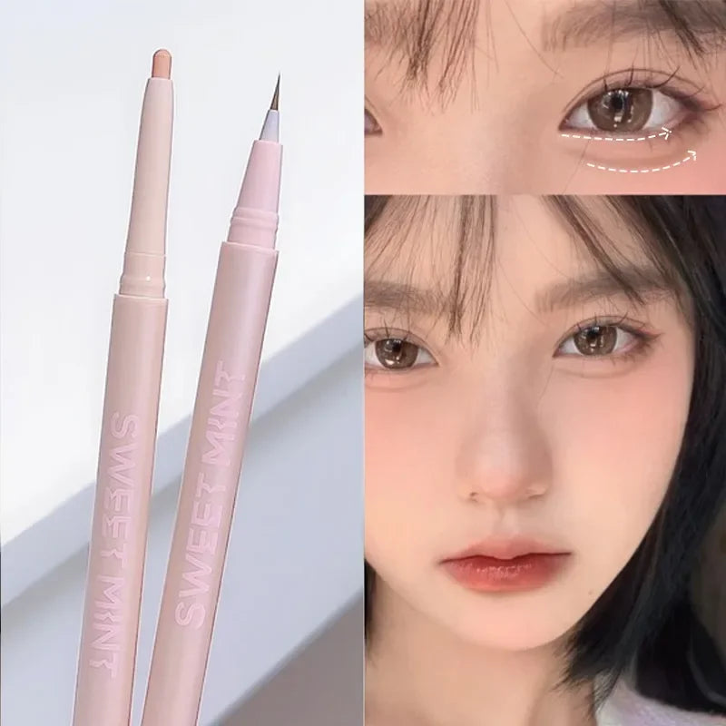 Double-end Eyeliner Lying Silkworm Pen 2-in-1 Quick Dry Eye Liner Pencil Matte Glitter Brown Highlighter Stick Makeup Cosmetics