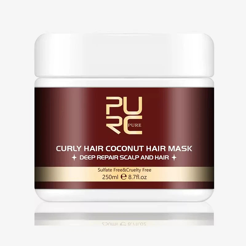 PURC Coconut Oil Curly Hair Care Set Smoothing Shampoo Conditioner Shiny Hair Mask Nourish Hair Oil Hair Care