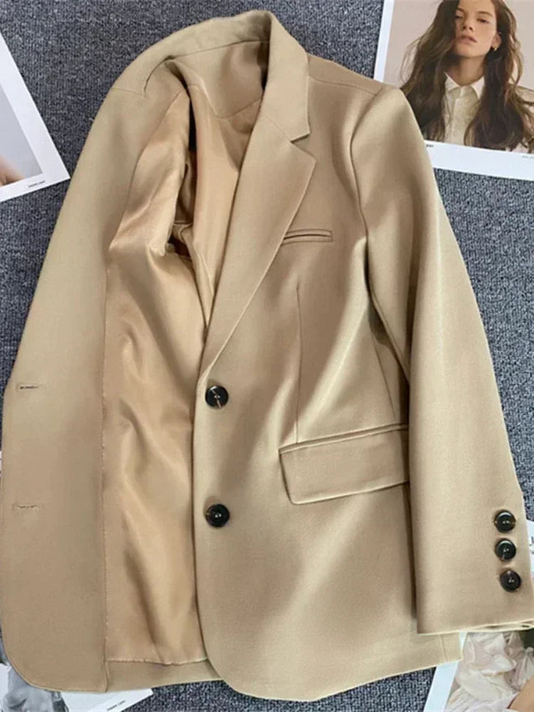 Women's Jacket New in Korean Fashion Small Suit Top Brown Suit Coat Clothes Loose Straight Temperament Slim Blazer for Women