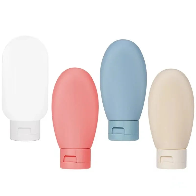 4Pcs/Set Refillable Bottle 60ml  Soft Silicone Lotion Container Squeeze Tube Empty Bottle Portable Travel Shampoo Bottle