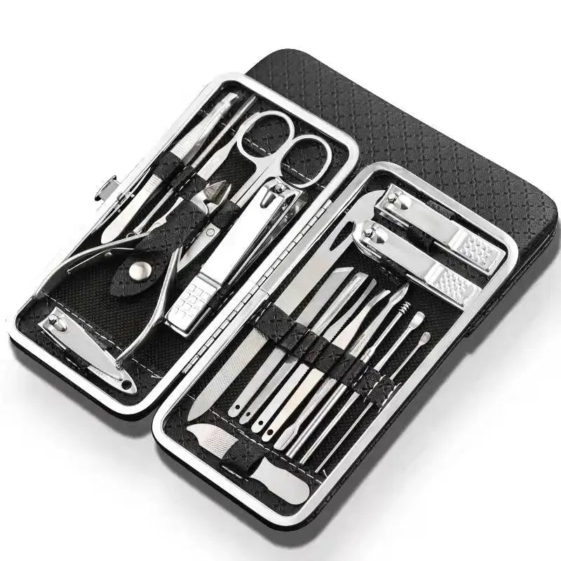 19PCS Professional Pedicure Nail Scissors Tool Nail Clipper Set Stainless Steel Manicure Cutter Trimmer Ear Spoon Nail Clipper