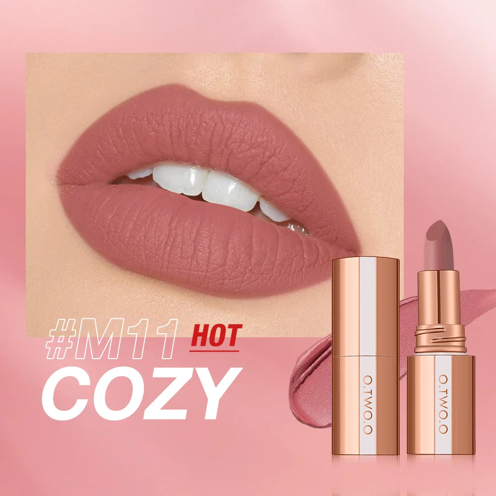 O.TWO.O Matte Lipstick Lip Tint 8 Colors Waterproof Long Lasting Non-stick Cup Sexy Highly Pigmented Velvet Lip Sticks Lip Stain