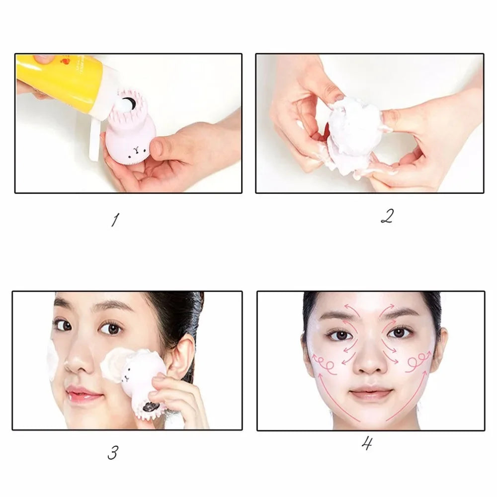 Silicone Face Cleansing Brush Facial Cleanser Pore Cleaner Exfoliator Face Scrub Washing Brush Skin Care Small Octopus Shape