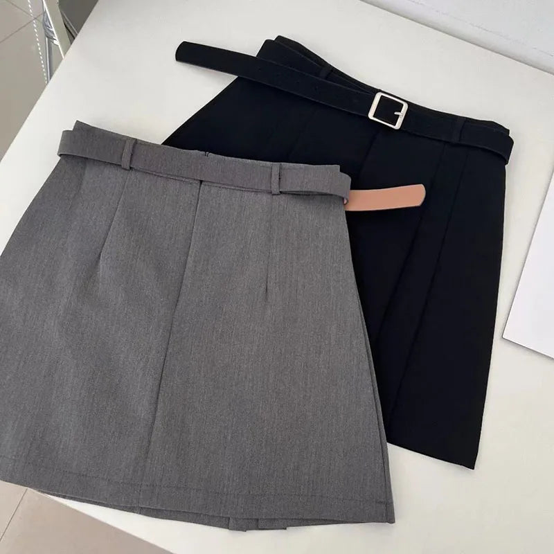 Lucyever Preppy Style A-Line Skirt for Women Summer New High Waist Black Gray Pleated Skirts Female Casual Student Mini Skirts