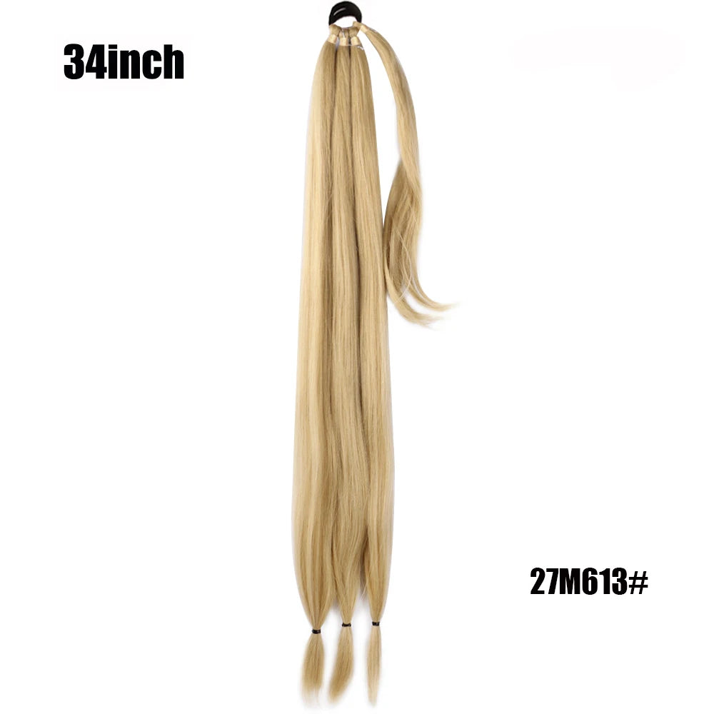 26/34inch Synthetic Long Braided Ponytail Hair Extensions Synthetic Boxing Braids Wrap Around Chignon Tail With Rubber Band