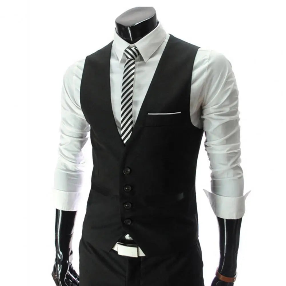 Men Blazer Vest Single-Breasted Suit Vest Slim Fit Male Waistcoat Gilet Homme Casual Sleeveless Formal Business Vest Asian Size