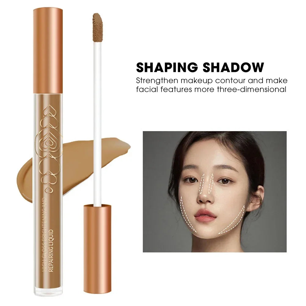 Matte Contouring Bronzer Stick 2 in 1 Highlighter Grey Brown Nose Shadow Cream Double-ended Brighten Highlighter Makeup Cosmetic