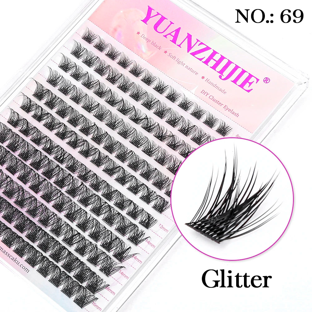 12Lines YUANZHIJIE Segmented Faux Individual Eyelashes Kit lash Strip Easy to Makeup at Home High-end Quality Lashes Extension