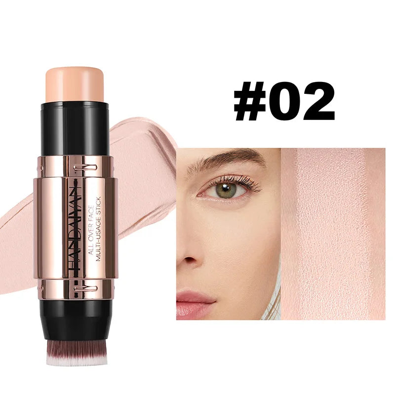 Double-head Face Bronzer Contour Stick Cream Makeup Light Dark Shadow Lasting Concealer Facial Brighten Contouring With Brush