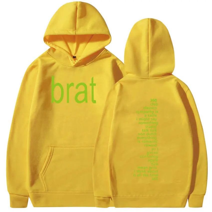 Charli XCX Brat 2024 Tour Album Print Hoodie Men Hip Hop Retro Pullover Sweatshirt Unisex Casual Oversized Hooded Y2k Streetwear