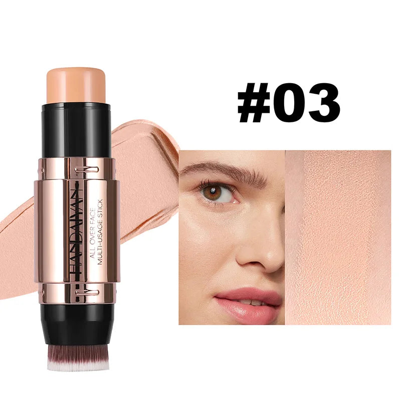 Double-head Face Bronzer Contour Stick Cream Makeup Light Dark Shadow Lasting Concealer Facial Brighten Contouring With Brush