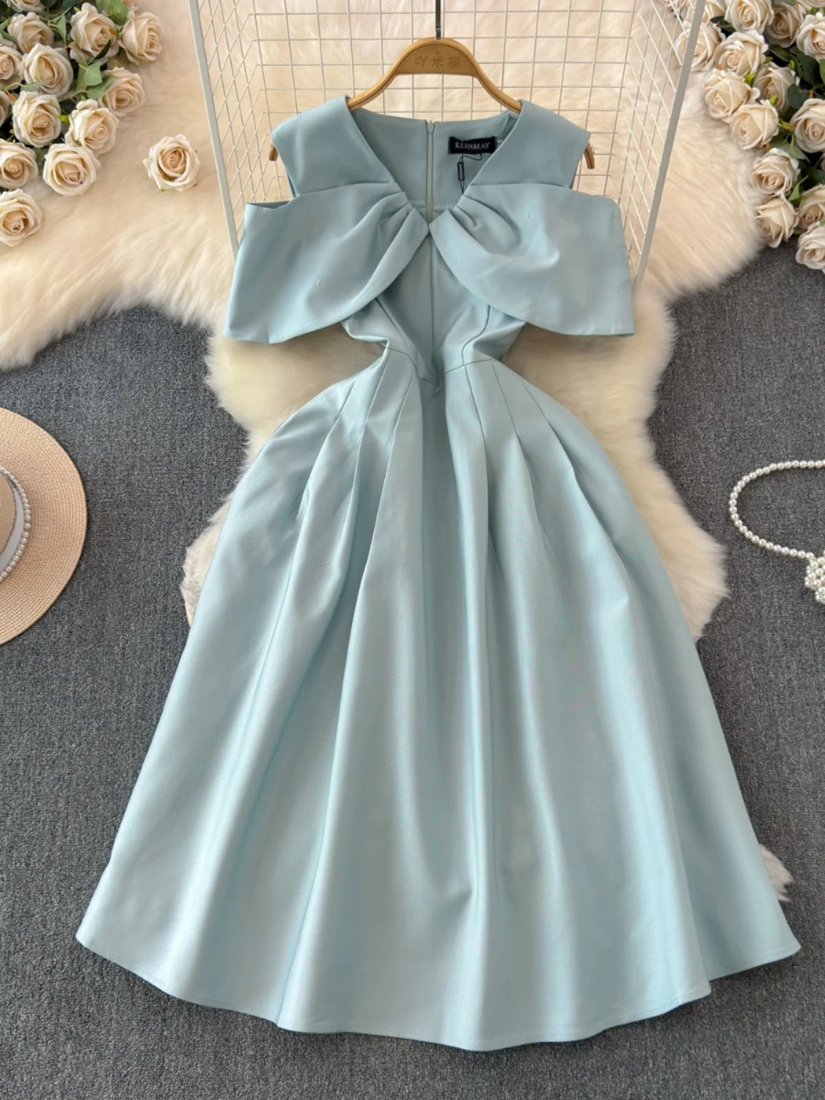 Summer Evening Prom Long Dresses Women Formal Occasions Off Shoulder Solid Bow Empire Birthday Wedding A-Line Party Vestidos