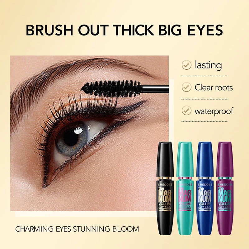 4d Waterproof Mascara Thicken Lengthen Curling Liquid Fiber Eyeblack Long Lasting Makeup Natural Black Professional Eyelash