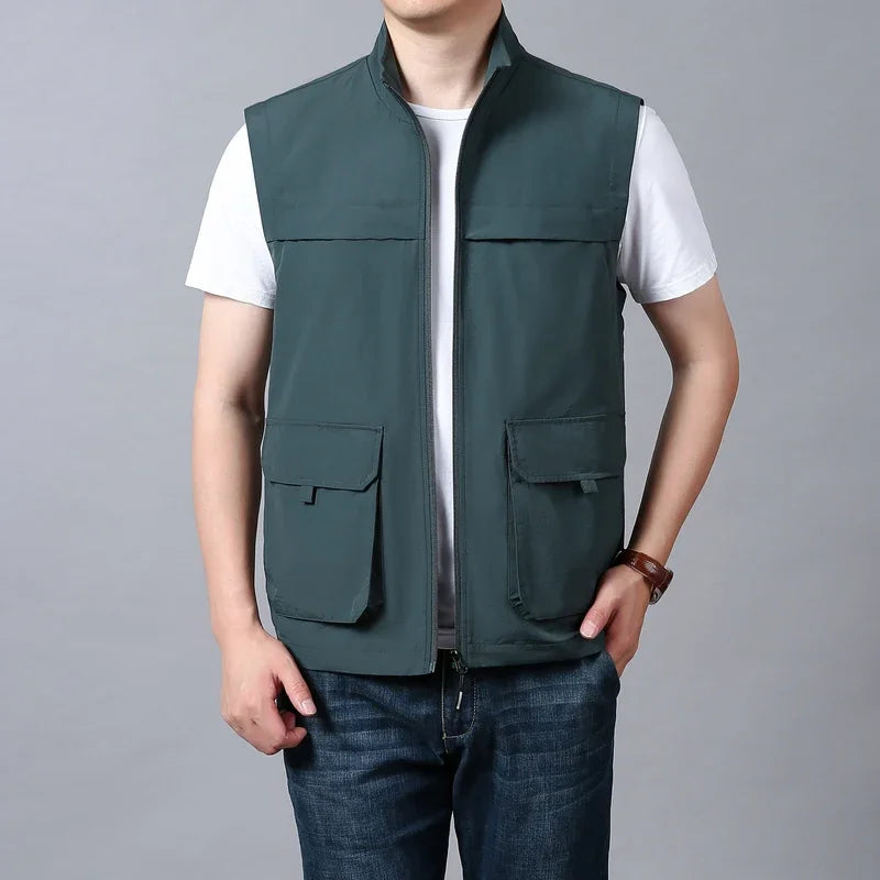 Embroidered Vest Waterproof Luxury Men's Clothing Sleeveless Jacket Tactical Camping Fashion Leather Vests Hunting Jackets Man