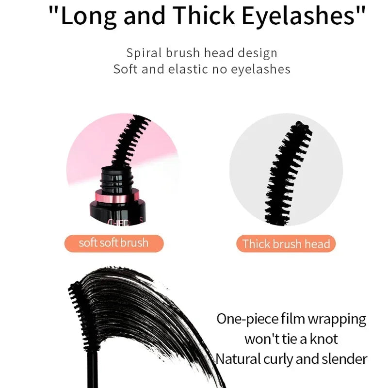 5D Silk Fiber Black Mascara Waterproof Lasting Extension Eyelashes Lengthening Curling Mascara Black Eyelash Makeup Cosmetics