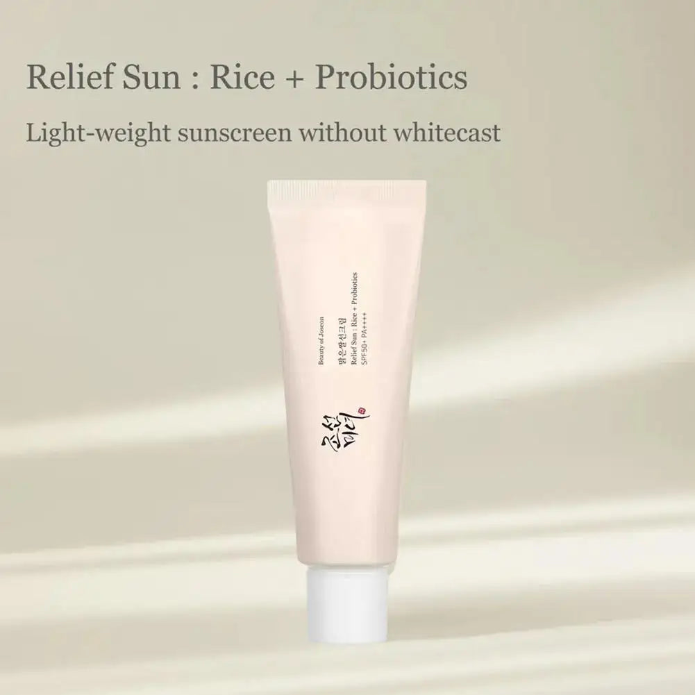 SPF50+ Sunscreen Korean Rice Probiotic Solar Blocker Skin Whitening Cream Anti UV Sun Block Facial Mild Moisturizer Serum 50ml