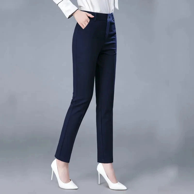 High Waist Formal Ankle Length Pants Women Casual Classic Slim Pantalones Korean Office Pencil Sweatpants Straight Suit Trousers