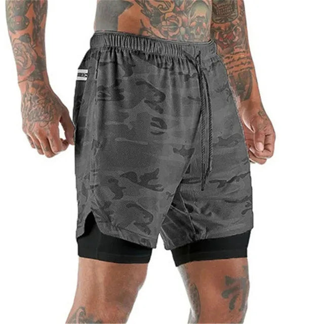 2023 Men Running Shorts Summer Sportswear Double-deck Short Pant 2 In 1 Training Workout Clothing Male Gym Fitness Sport Shorts