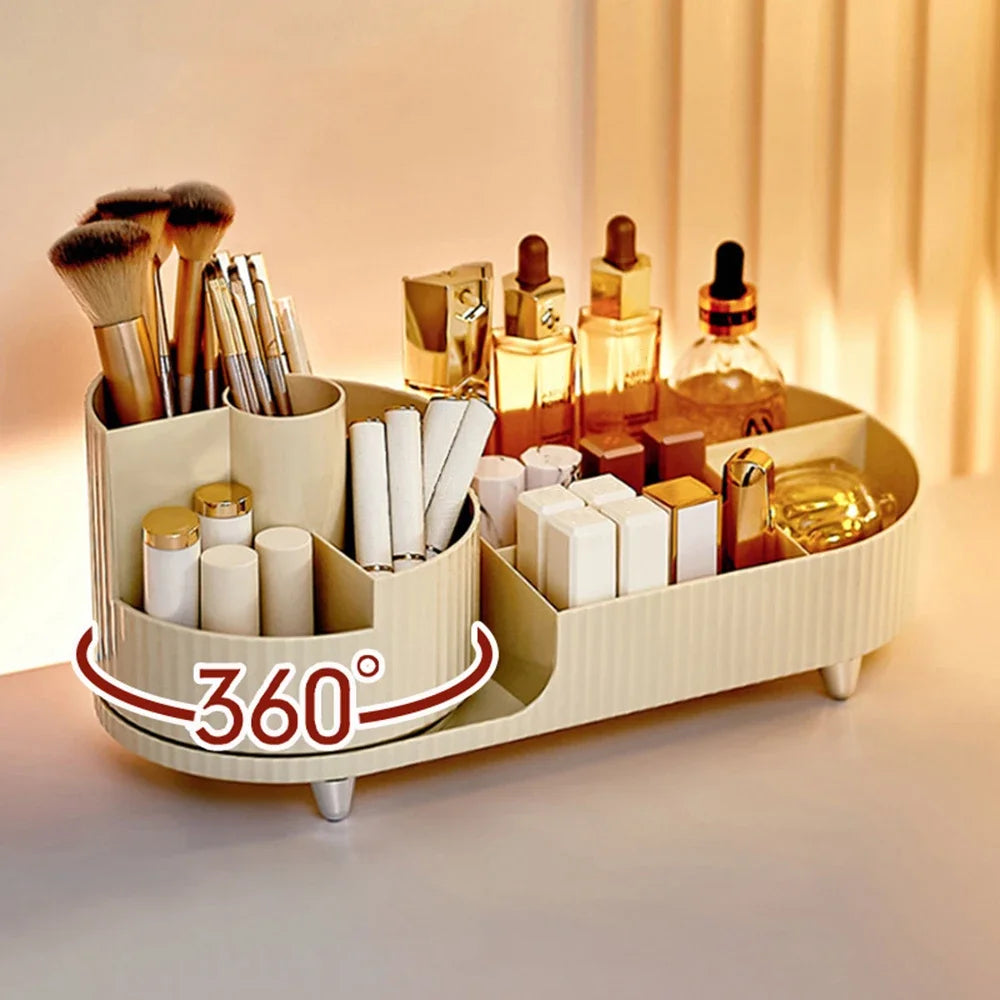 New 360° Rotating Makeup Brush Holder Storag Box Luxury Makeup Organiser Lipsticks Make Up Container Vanity Organizer Box