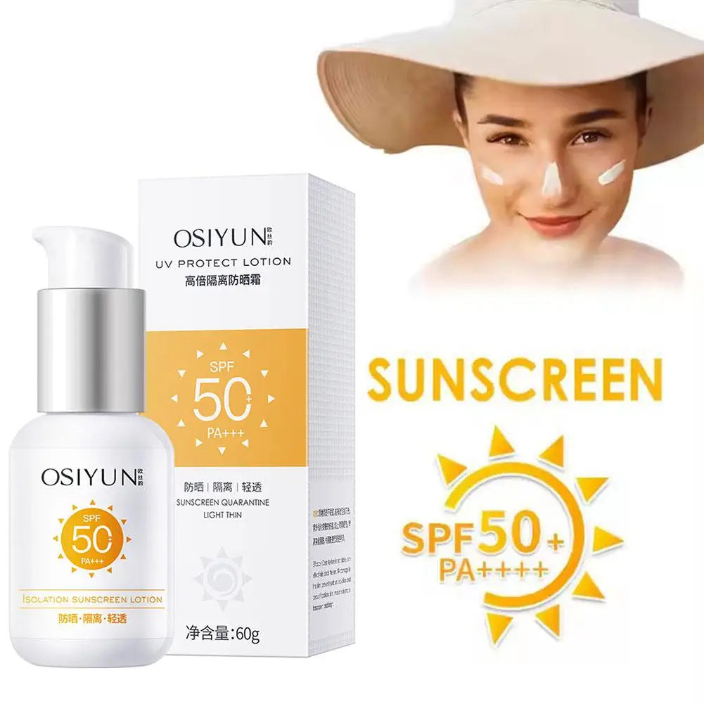 Facial Sunscreen SPF50 Lotion Moisturizing Sun Block, Isolation Whitening Cream Sunscreen Body Protective Care Skin Cream, Z9R7