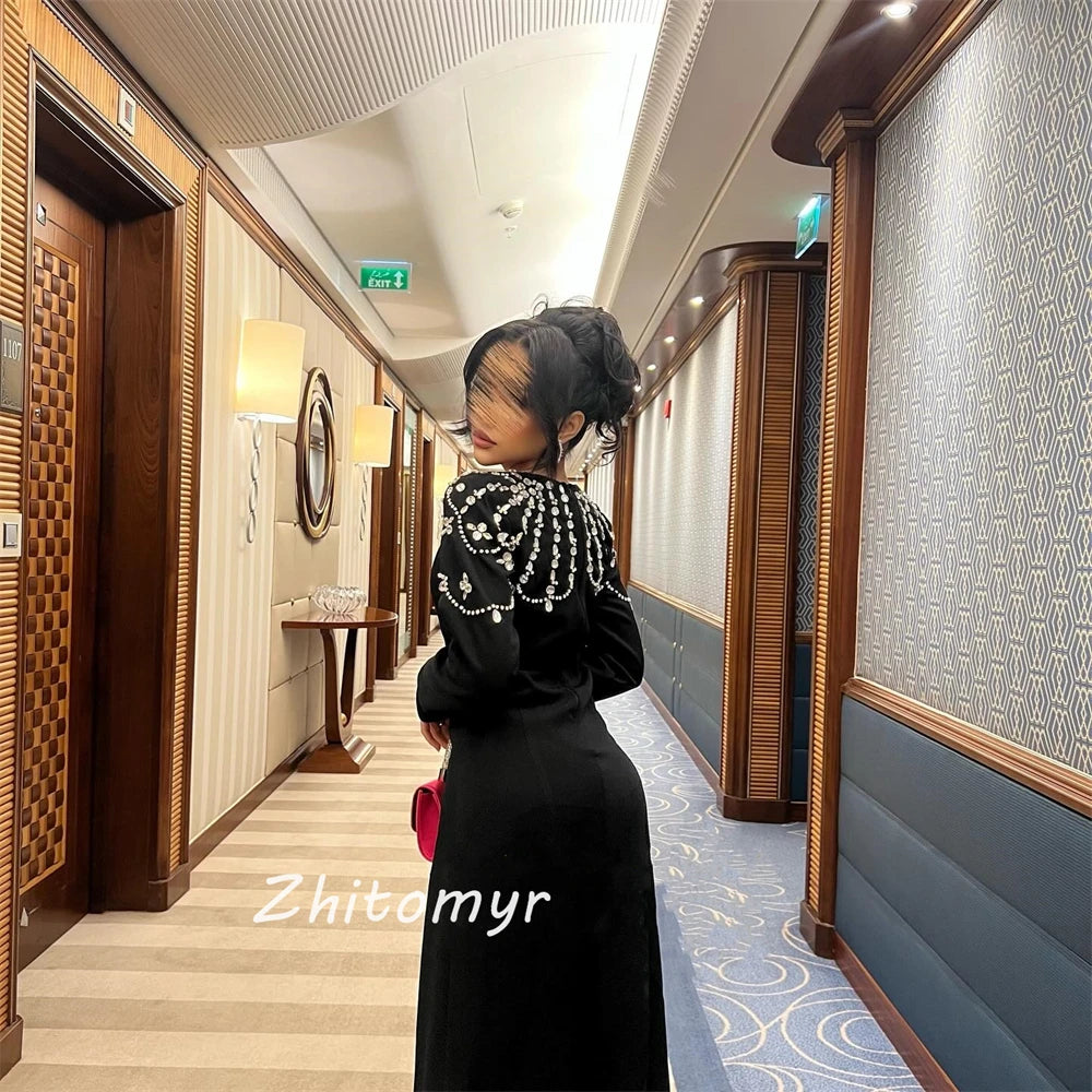 Jiayigong High Quality  Exquisite Classic Square Collar A-line Beading Floor-Length Satin Bespoke Occasion Dresses Evening